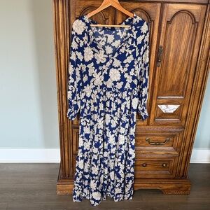 Zara Floral Long Sleeve Maxi Dress